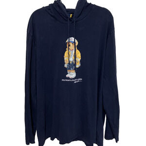 Polo Bear By Ralph Lauren Hoodie Long Sleeve T-Shirt Sz XXL TTG Dark Blue